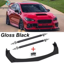 For Subaru WRX STI 15-21 Front Bumper Lip Splitter Spoiler Diffuser + Strut Rods