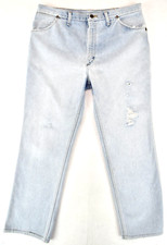 Vintage 80s Wrangler Jeans Cowboy Cut Light Super Wash Denim Mens Size 37x28