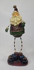 Christmas Metal & Resin Skinny Leg Santa Figurine Folk Art Holiday Decor