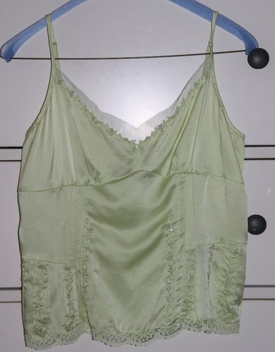 Cami en soie brodée ECI New York paillettes vert citron taille 6
