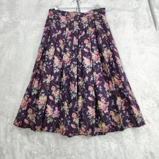 Vintage Herman Geist Skirt 12 Pleated Floral Maxi Purple Cottagecore Modest