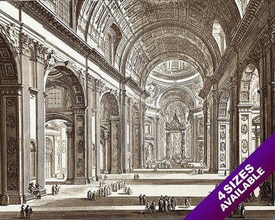 ST PETERS GIOVANNI BATTISTA PIRANESI VATICAN ROME ETCHING REAL CANVAS ART PRINT