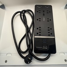 Rocketfish 8-Outlet 2-USB Wall Tap Surge Protector Strip Black 6ft Cord