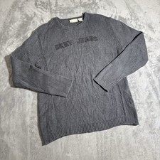 Vintage DKNY Jeans Logo Rib Knit Crewneck Sweater Grey/Black Men  s Large
