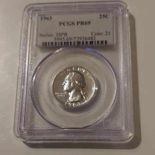 1963 Washington Quarter PCGS PR69 Proof Silver 25C Philadelphia KM#164