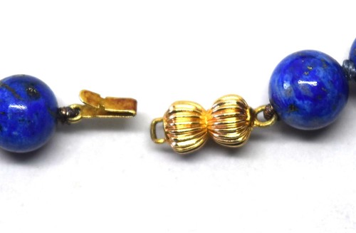 Collier ancien en lapis-lazuli avec entretoises en or 14 carats - Photo 9/11