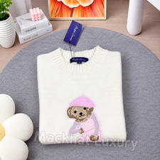 POLO RALPH LAUREN Women s Medium Cotton Bear Knit Sweater White