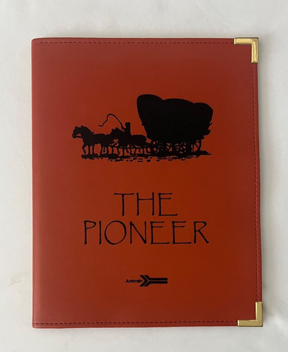 VINTAGE LEATHERETTE PIONEER AMTRAK DINING CAR MENU RAILROAD 1990'S
