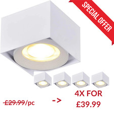 Ceiling Spotlight Warm White 3000K  10W LED Adjustable Surface Mounted Light X4