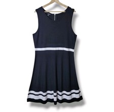 Talbots Black & White Sleeveless Fit & Flare Feminine Knit Dress Size XLP NWT