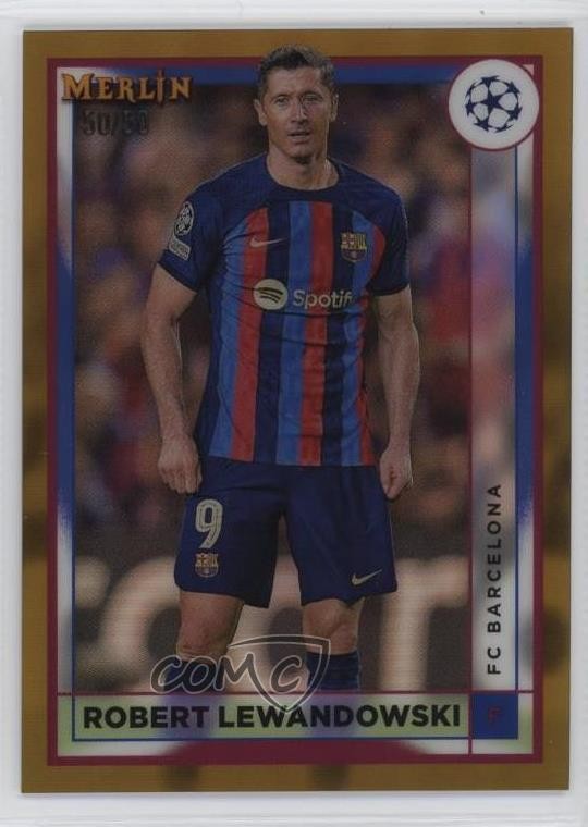 2022 Merlin UEFA Club Competitions Gold Refractor 50/50 Robert Lewandowski 04yz