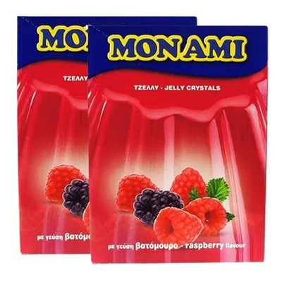 MONAMI Gelee Kristalle mit Himbeergeschmack 2er Pack Beutel 75g - Gesamt 300g