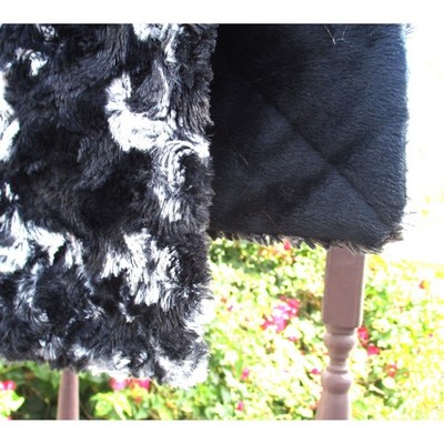 Dennis Basso Home Faux Fur Throw Blanket Black White Swirl Luxury Cozy 64x56 Pre