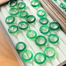 Certified natural chalcedony jade ice Bright green ring fashion jewelry