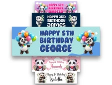 Personalised Panda Design Birthday Banners Children Kids Party Decoration 13