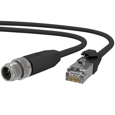 M12 Cat.6A Netzwerk Ethernetkabel X Kodiert 8 Pin männlich zu RJ-45 Stecker code