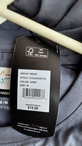 Camiseta Greg Norman Tiburón Para Hombre Gris Mediano con Etiquetas Para Hombre Papá Golf - Imagen 6 de 6