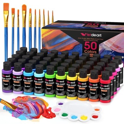 Acrylic Paint Set - 50 Colors 2 oz/59 ml Acrylic Paints for Professional Arti...