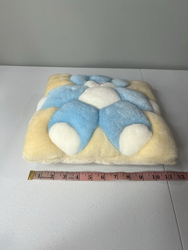Vtg T.W.I.E. Square Bunny Rabbit Pillow Plush Blue Cream - Picture 8 of 8