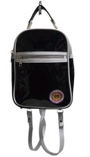 Mini Mochila Bolso Teddy Fresh Negro Blanco Vinilo Asa Superior Cartera