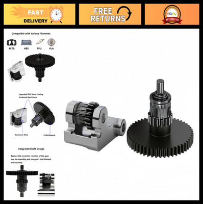 Hardened Steel Dual Gear Extruder Kit for 3D Printer, DLC Coated, Aluminum Handl