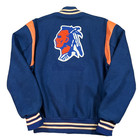 60s 70s NATIVE AMERICAN CHIEF Wool Leather Lined Varsity Letterman Bomber Coat