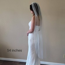 Sheer volume one tier cut-edge bridal veil Light Ivory Waltz length 54 inches