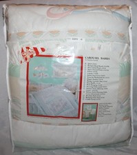 Vintage 1987 Red Calliope Carousel Babies Animals Baby Nursery Quilt Comforter