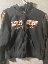 Harley-Davidson Black Zip Hoodie Jacket Size L Womans Girls