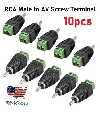 10pcs RCA Male to AV Screw Terminal Audio Video Connector Converter Green