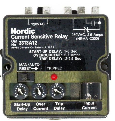 Siemens Nordic Controls 3313A12 Current Sensitive Time Delay Relay 120VAC 2–7A - Picture 2 of 4