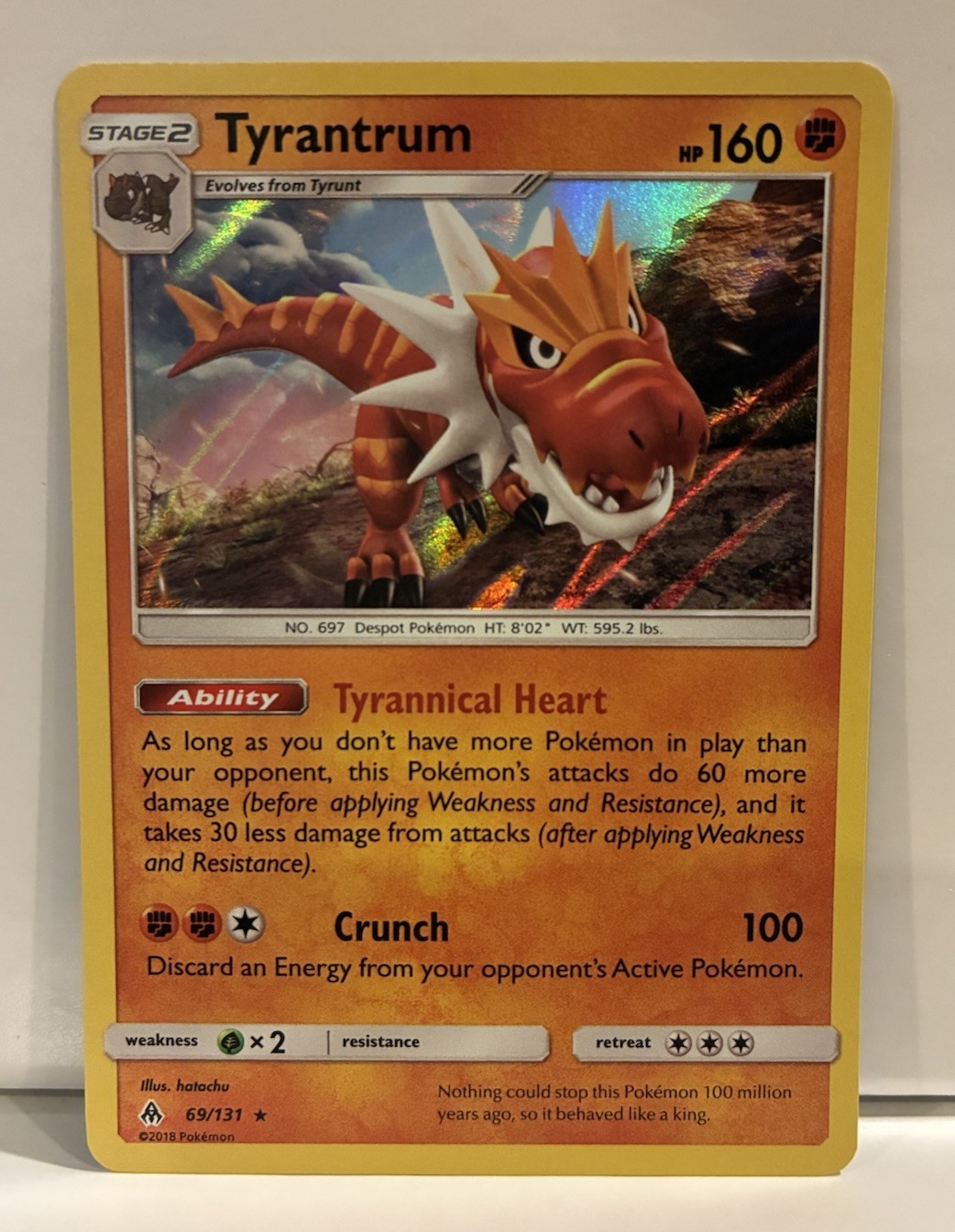 Pokemon TCG Forbidden Light Holographic Tyrantrum 69/131 Near Mint