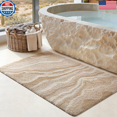 Dexi Bathroom Rug Mat 17X30 Soft And Absorbent Marble Bath Mat Non Slip Machine
