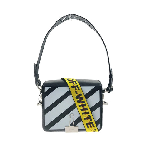 Off-White DIAG Binder Clip Shoulder Bag Handbag Black x White B