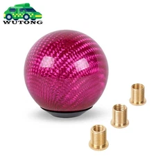 Universal Real Carbon Fiber Round Ball Car Manual Gear Shift Knob Shifter Pink