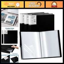 4 Pack Black Portfolio Folder with Plastic Sleeves 9"x12" - 30 Pockets, 60 Pages