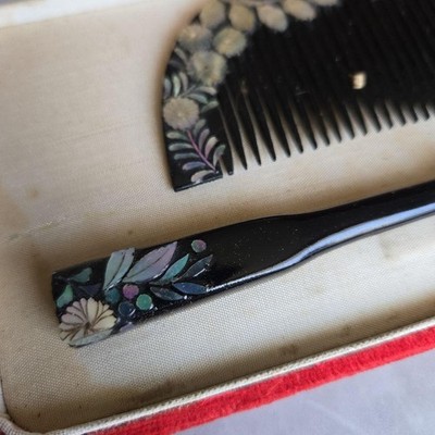 Japanese Hairpin Comb Mother-Of-Pearl Lacquer Hair Ornament  display picture 2