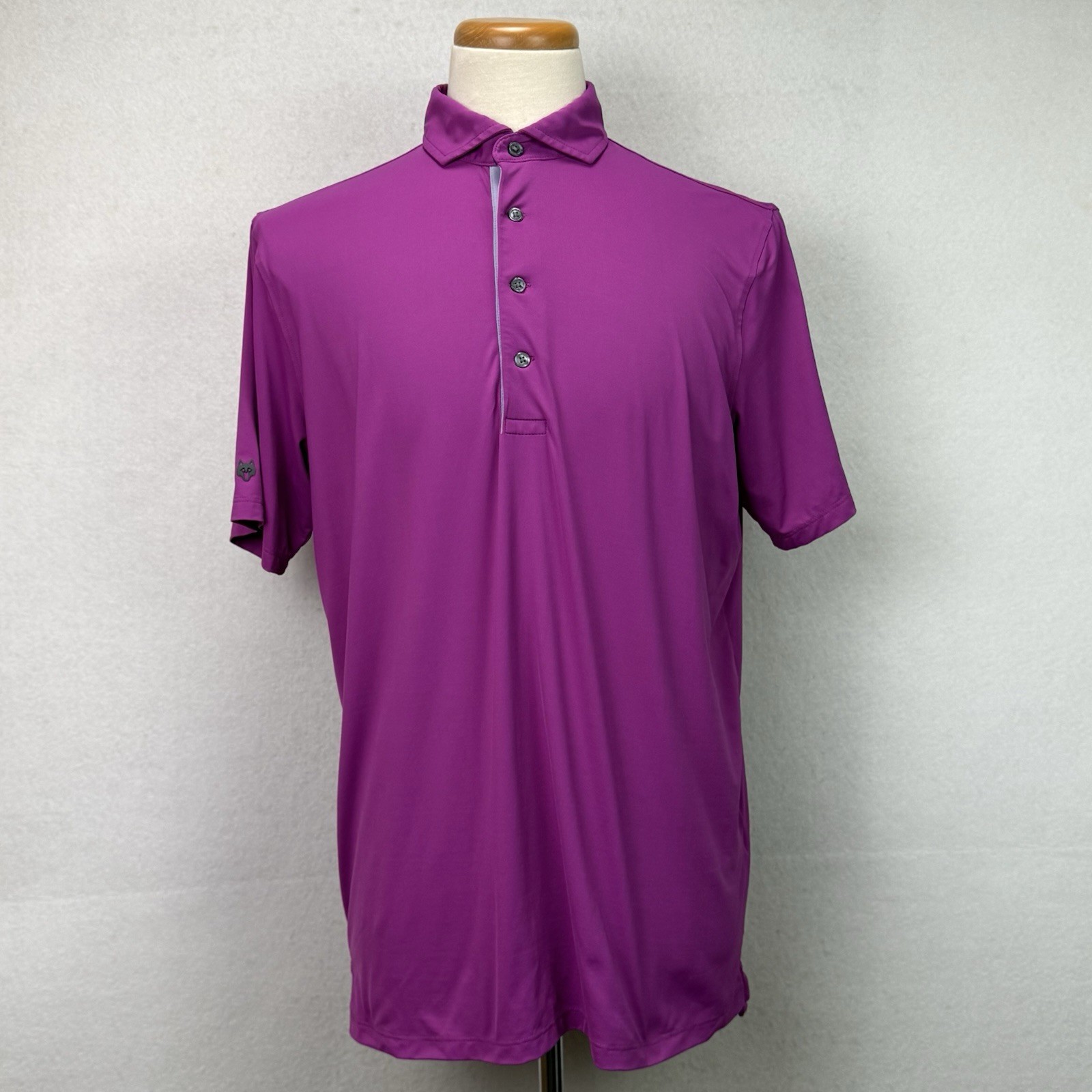 Greyson Solid Purple Performance Golf Polo Shirt … - image 3