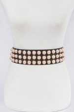 Full Pearl Studded Waist Belt