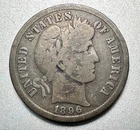 1896-S   BARBER DIME    G/VG DETAILS  BETTER DATE  #2050