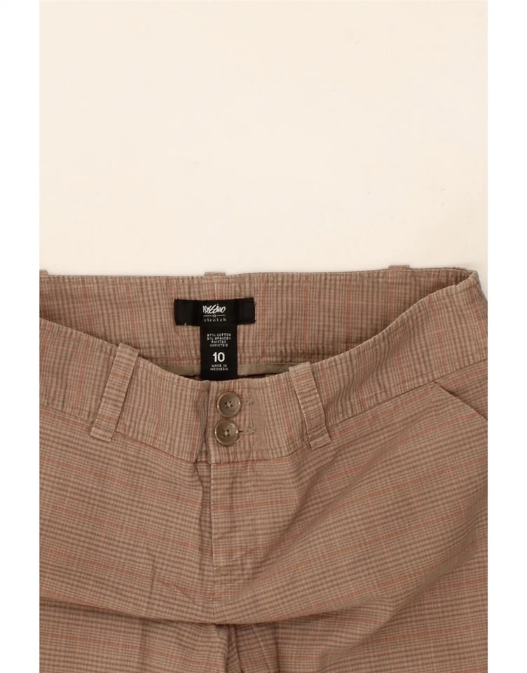 Shorts chino feminino Mossimo EUA 10 grande W32 marrom xadrez algodão CI34 - Imagem 3 de 3