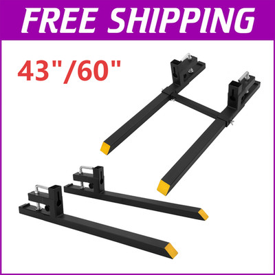 43'' / 60'' Clamp on Pallet Forks 2500/4000LBS Tractor Bucket Fork IN/Not Bar