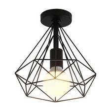Diamond Shaped Ceiling Light E27 Industrial Chandelier Iron Pendant Lamp Bedroom