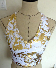 LILLY PULITZER Luxletic LINDSAY Sports Bra Top GOLD SHORELINE FOIL Sz Large NWT