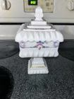 Vtg Westmoreland Hand-painted Roses Flowers Milk Glass Wedding Box Dish With Lid