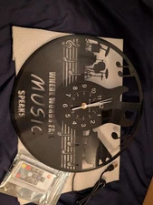 Vinyl Record LED Clock 13" "Music Speaks" RGB Remote 20 Colors Wall Art