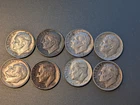 Lot of 8 - U.S. 90% uncertified Silver Roosevelt Dimes ships free