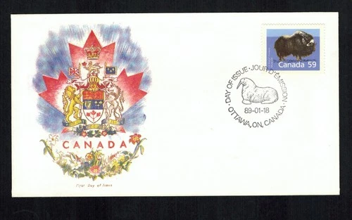 Canada #1174, 1989 59¢ Musk Ox, R. G. Sharpe (RGS) cachet FDC