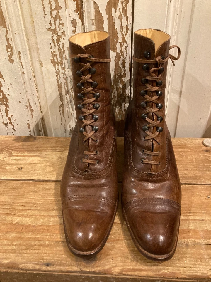 Real Vintage Victorian Boots Gothic Steampunk Gr. 40,5 lace up braun - Bild 2 von 4