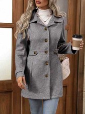 Women Coats Jackets Slim Fit Ladies Winter Warm Belt Button Elegant Outerwear UK